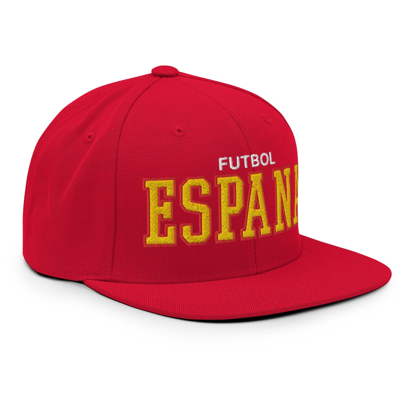 Espana Futbol Soccer Varsity Letterman Block Snapback Hat Red