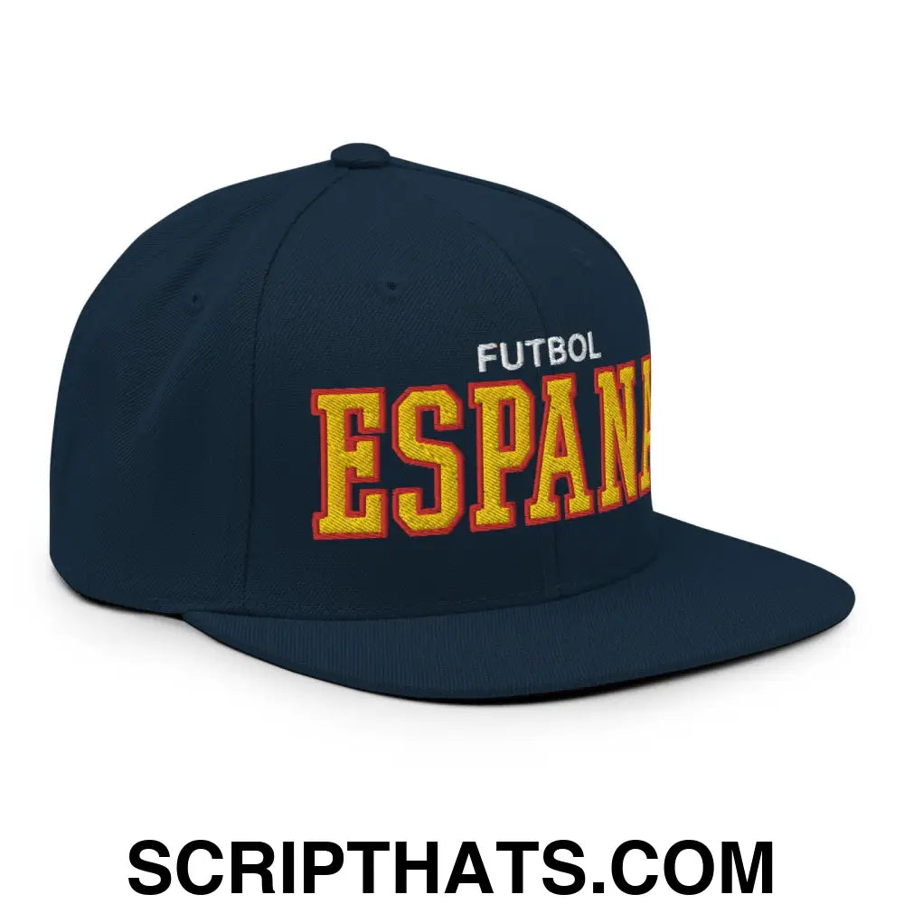 Espana Futbol Soccer Varsity Letterman Block Snapback Hat Dark Navy