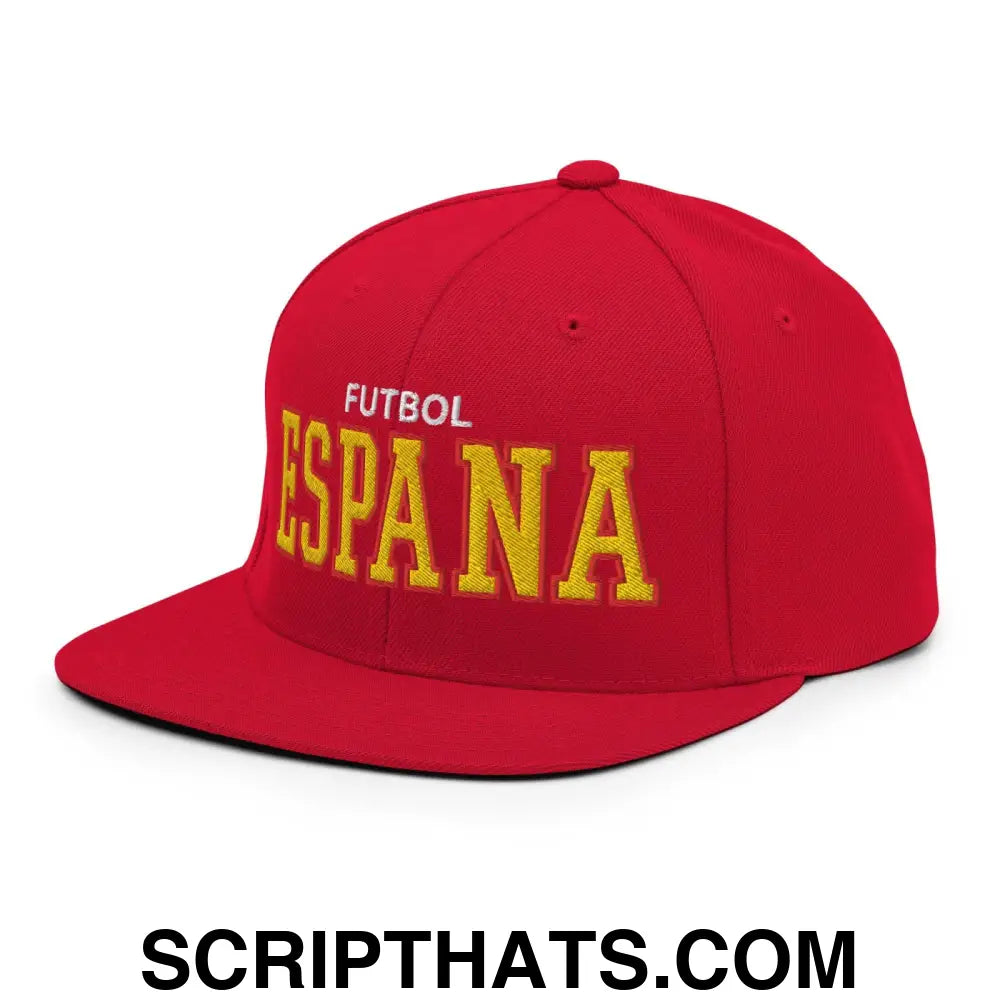 Espana Futbol Soccer Varsity Letterman Block Snapback Hat Red