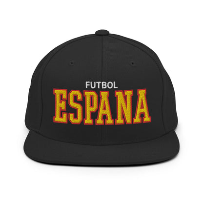 Espana Futbol Soccer Varsity Letterman Block Snapback Hat Black