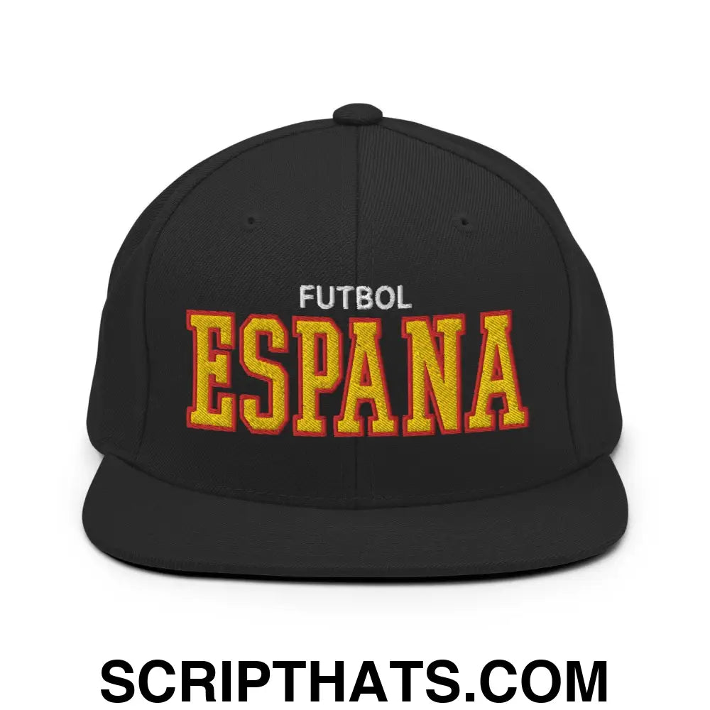 Espana Futbol Soccer Varsity Letterman Block Snapback Hat Black