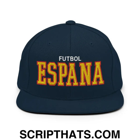 Espana Futbol Soccer Varsity Letterman Block Snapback Hat Dark Navy