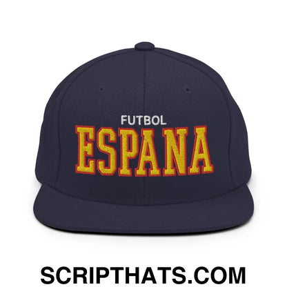 Espana Futbol Soccer Varsity Letterman Block Snapback Hat Navy