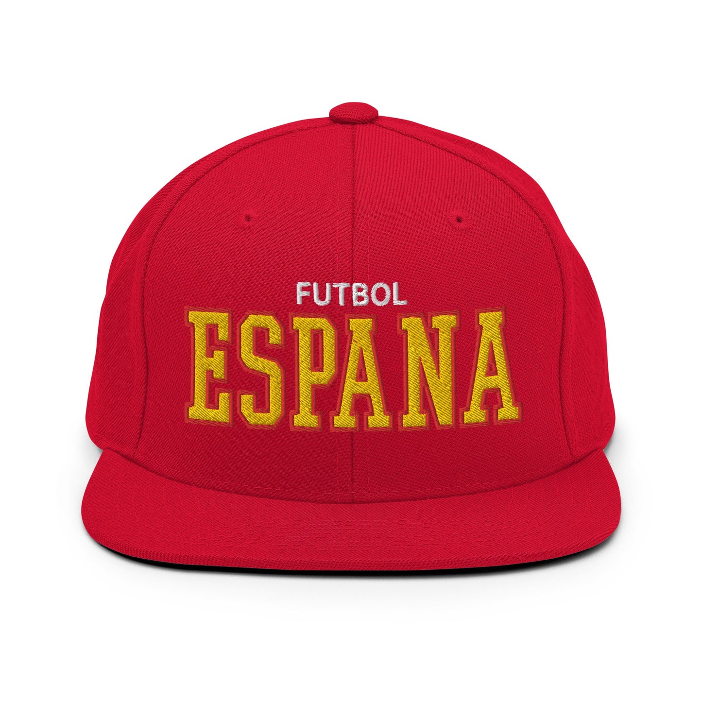 Espana Futbol Soccer Varsity Letterman Block Snapback Hat Red