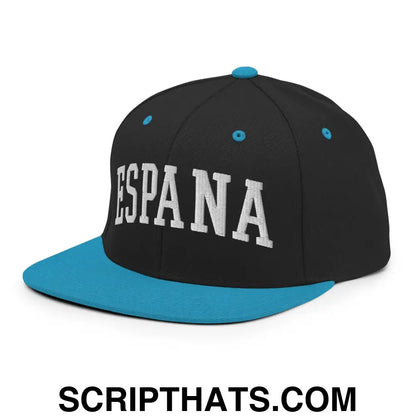 Espana Letterman Varsity Block Snapback Hat Black Teal