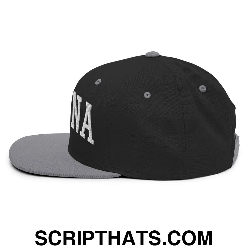 Espana Letterman Varsity Block Snapback Hat Black Silver