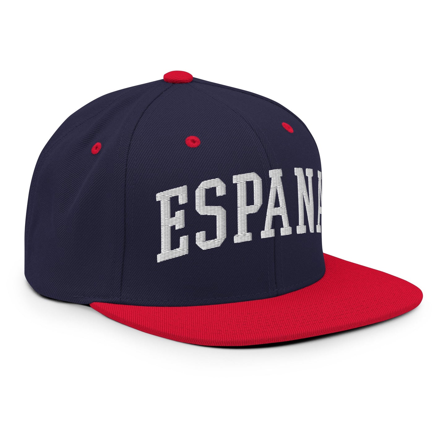 Espana Letterman Varsity Block Snapback Hat Navy Red