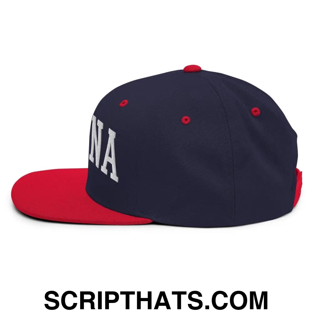 Espana Letterman Varsity Block Snapback Hat Navy Red