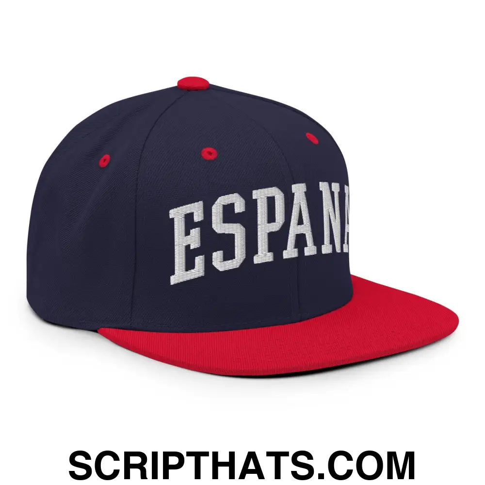 Espana Letterman Varsity Block Snapback Hat Navy Red