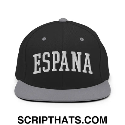 Espana Letterman Varsity Block Snapback Hat Black Silver