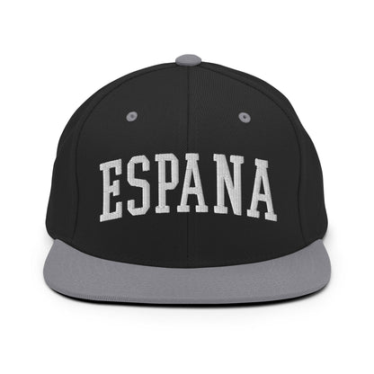 Espana Letterman Varsity Block Snapback Hat Black Silver