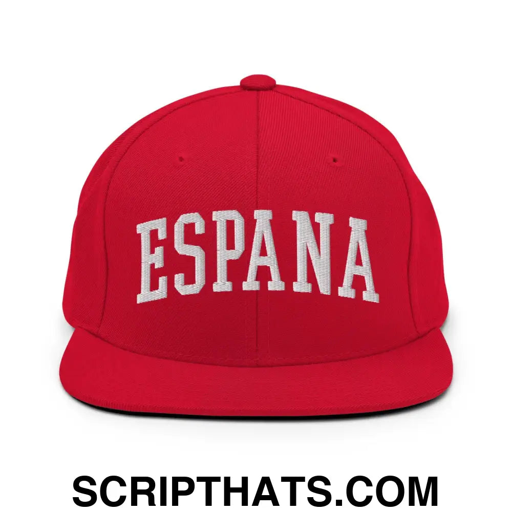 Espana Letterman Varsity Block Snapback Hat Red