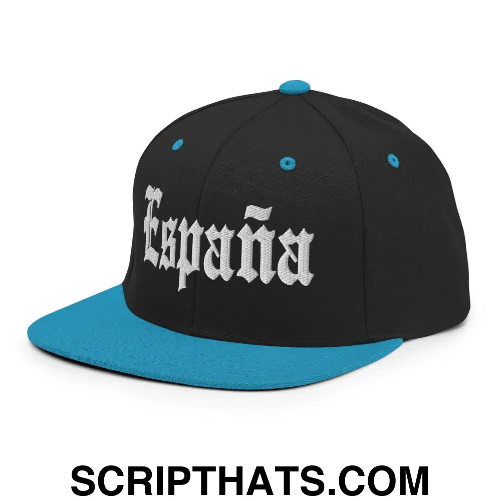 Espana OG Old English Snapback Hat Black Teal