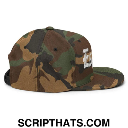 Espana OG Old English Snapback Hat Green Camo