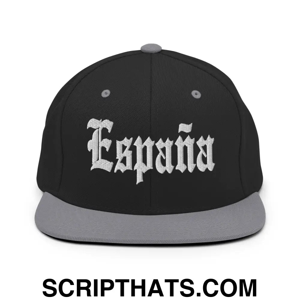 Espana OG Old English Snapback Hat Black Silver