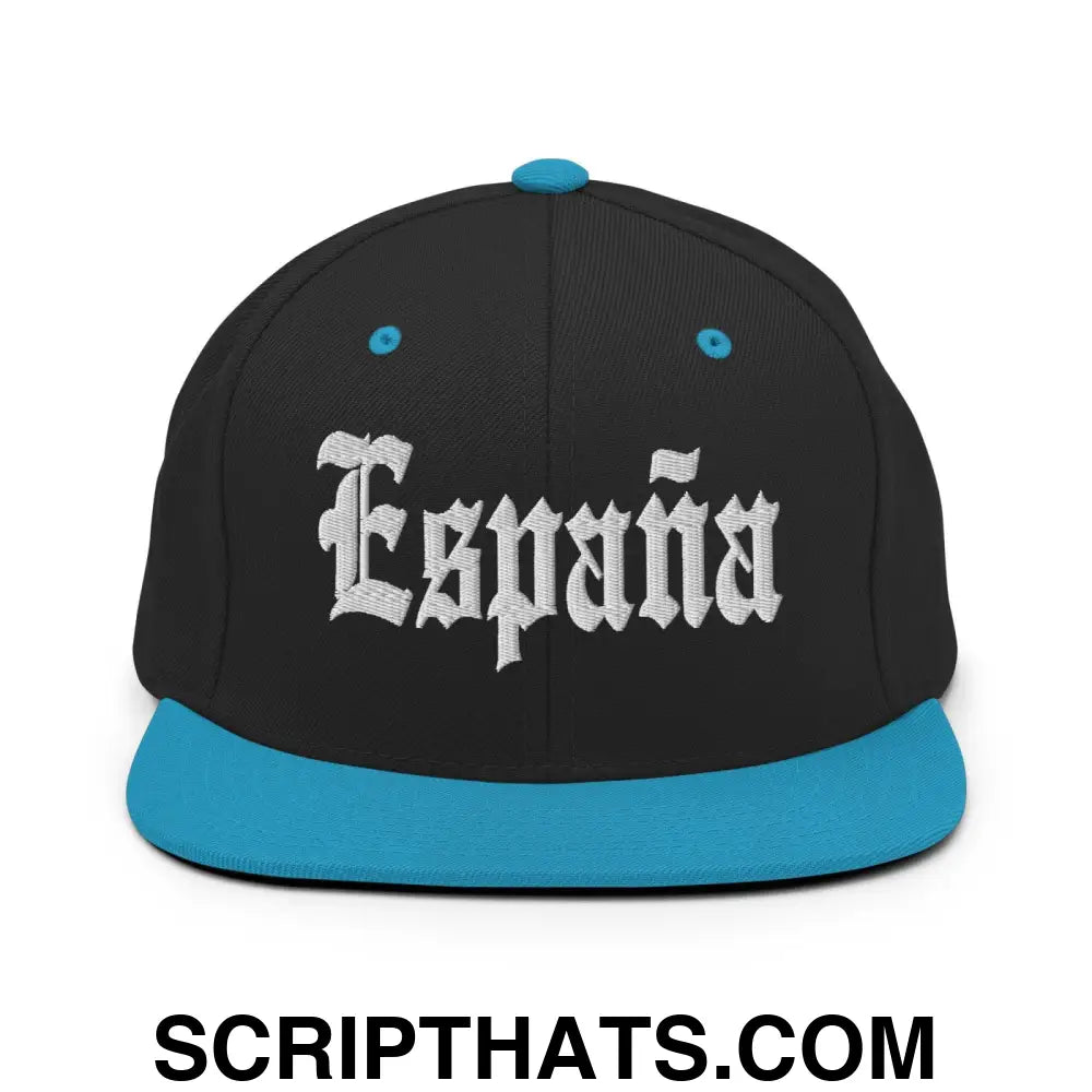 Espana OG Old English Snapback Hat Black Teal