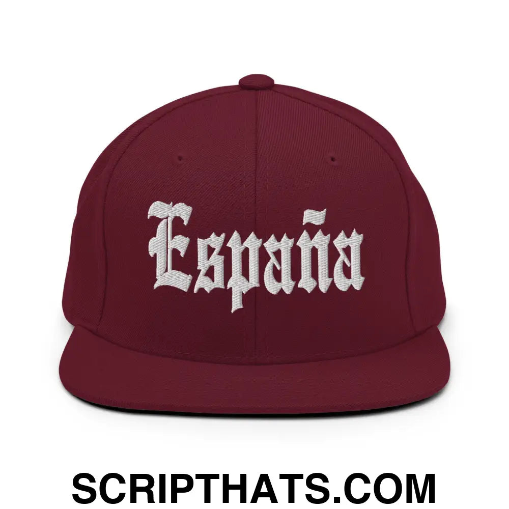 Espana OG Old English Snapback Hat Maroon