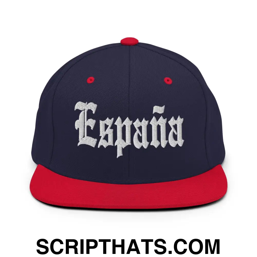 Espana OG Old English Snapback Hat Navy Red