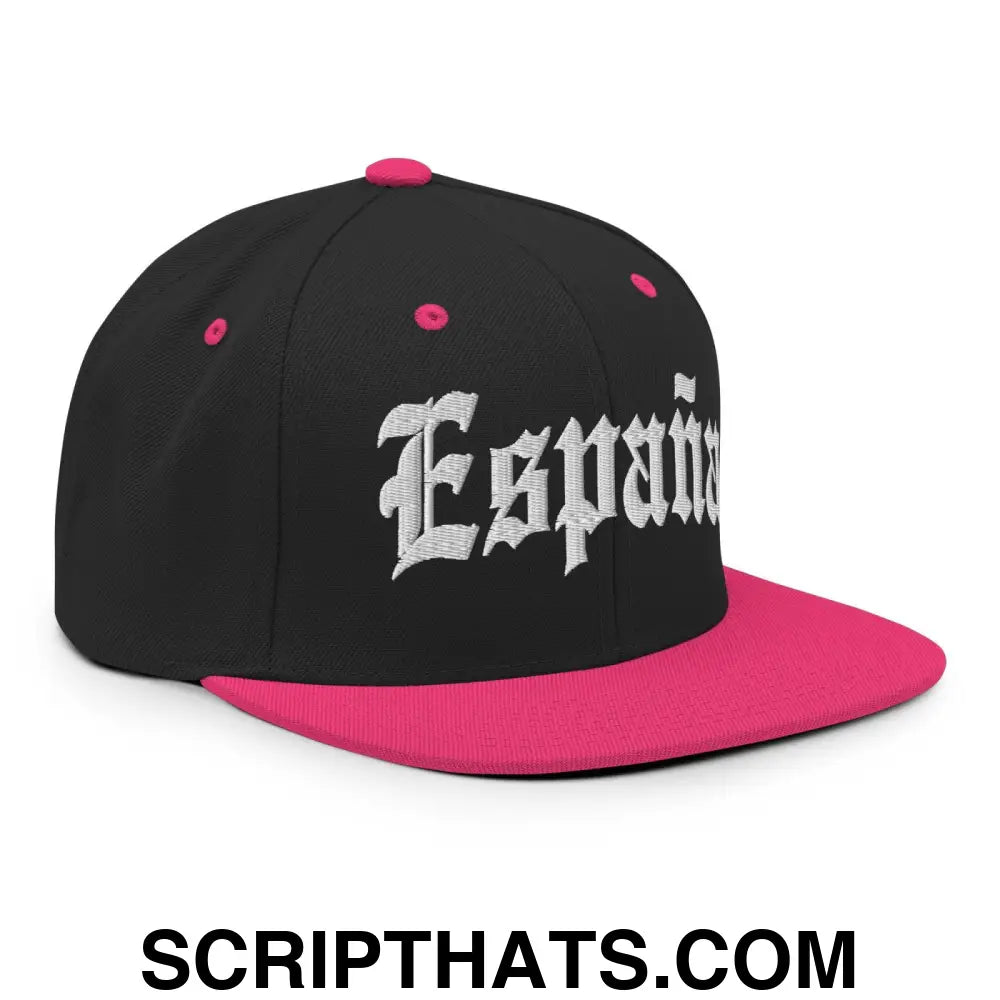 Espana Old English OG Snapback Hat Black Neon Pink