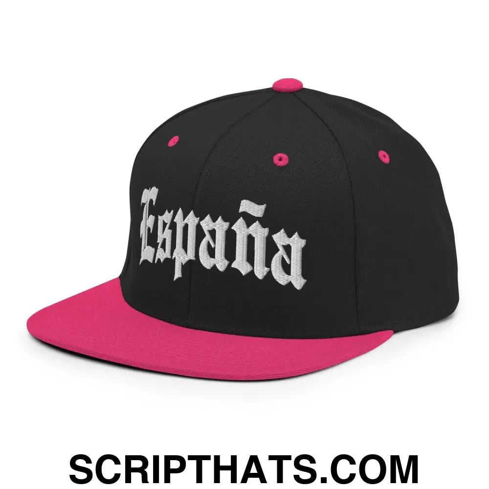 Espana Old English OG Snapback Hat Black Neon Pink