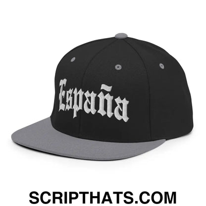 Espana Old English OG Snapback Hat Black Silver