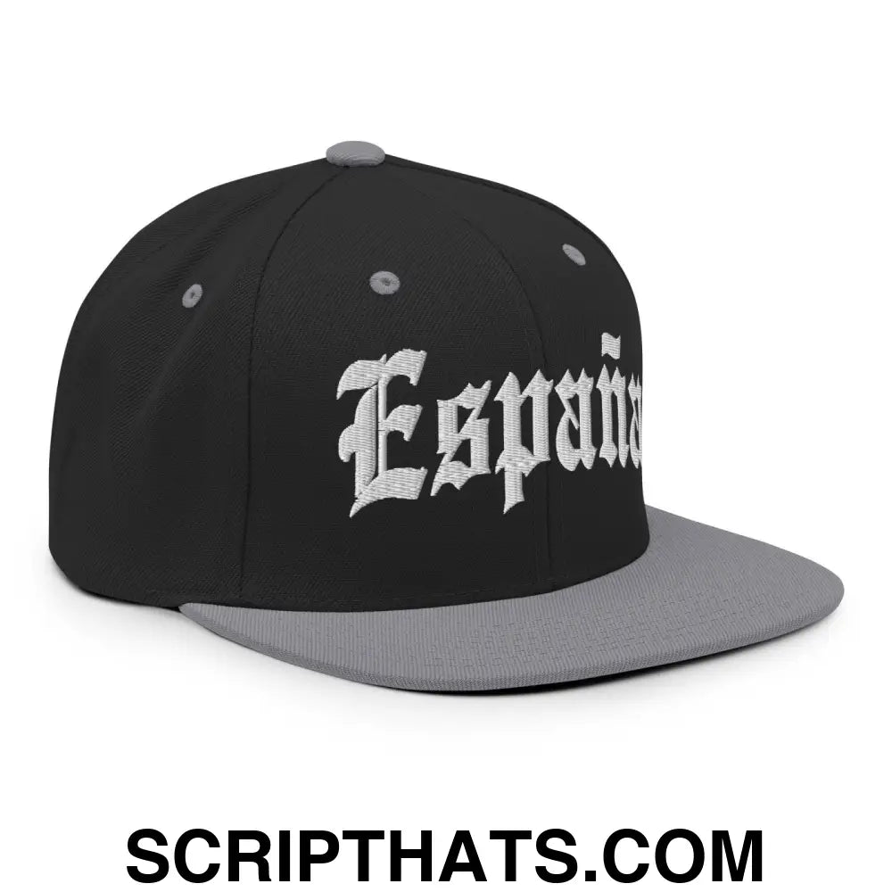 Espana Old English OG Snapback Hat Black Silver