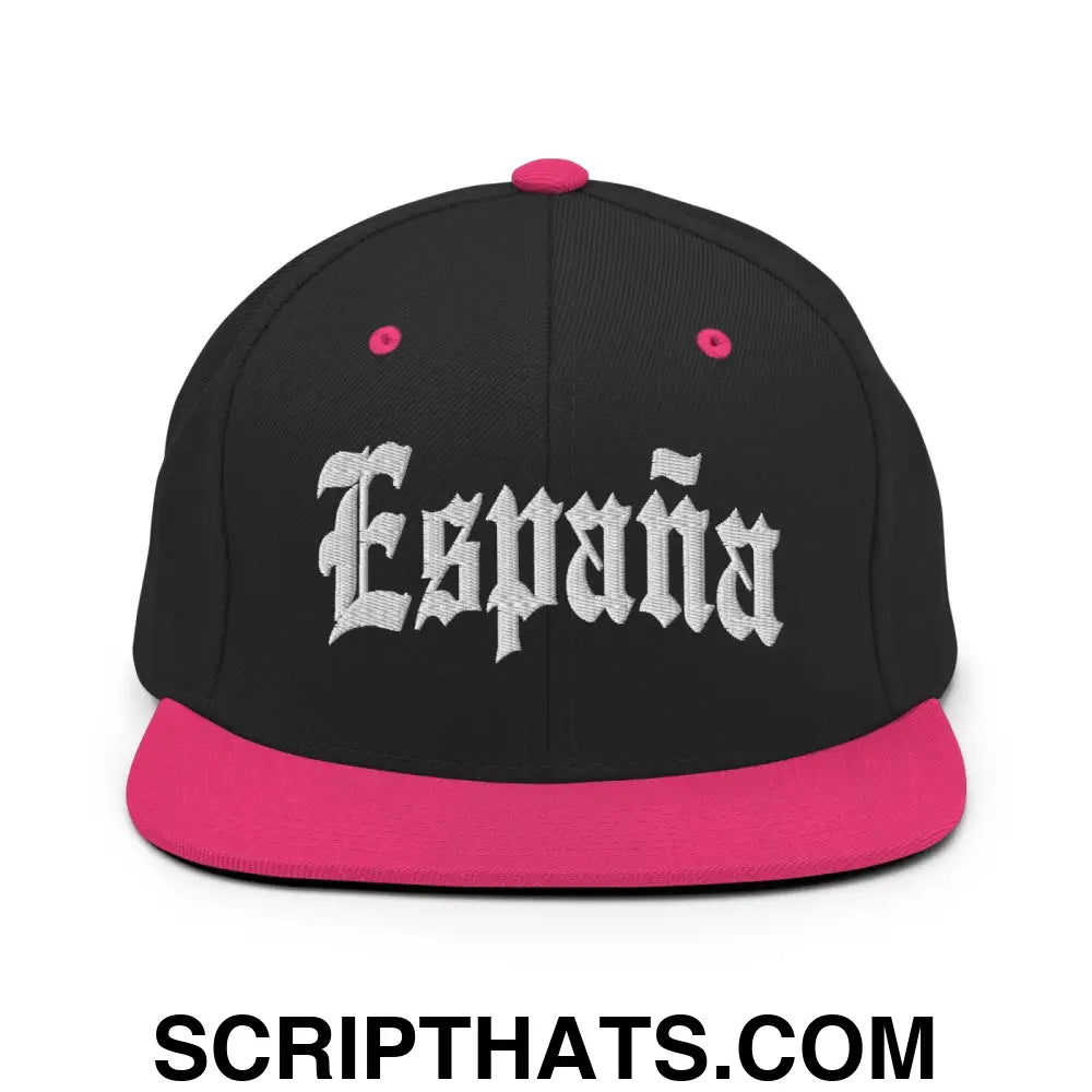 Espana Old English OG Snapback Hat Black Neon Pink