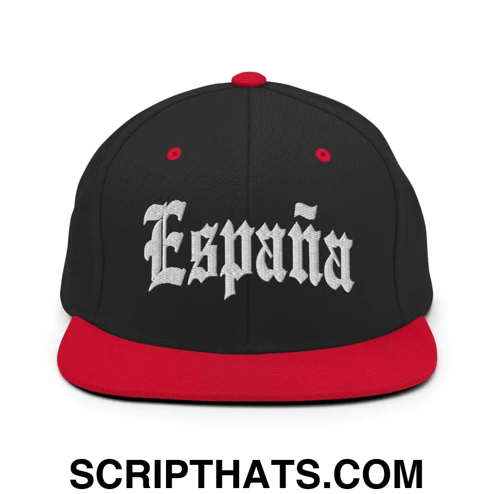 Espana Old English OG Snapback Hat Black Red