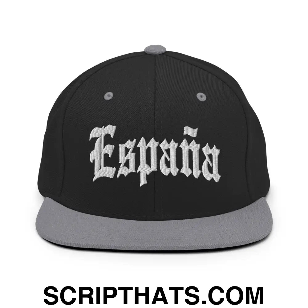 Espana Old English OG Snapback Hat Black Silver