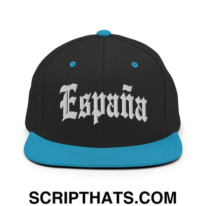 Espana Old English OG Snapback Hat Black Teal