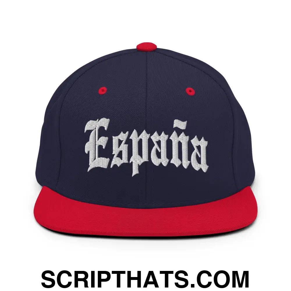 Espana Old English OG Snapback Hat Navy Red