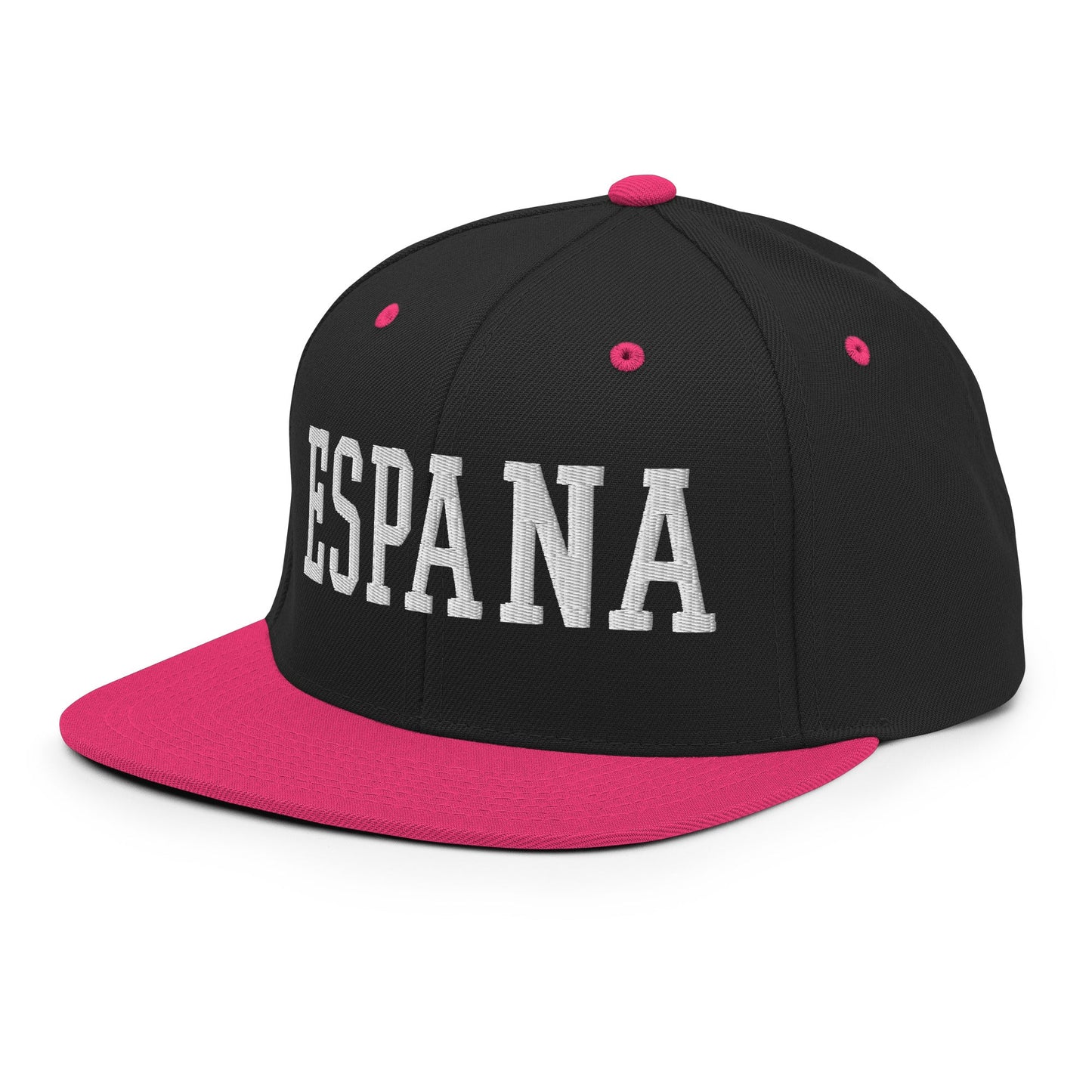 Espana Varsity Letterman Block Snapback Hat Black Neon Pink