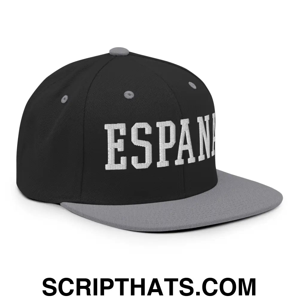 Espana Varsity Letterman Block Snapback Hat Black Silver