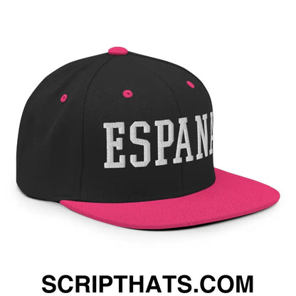 Espana Varsity Letterman Block Snapback Hat Black Neon Pink