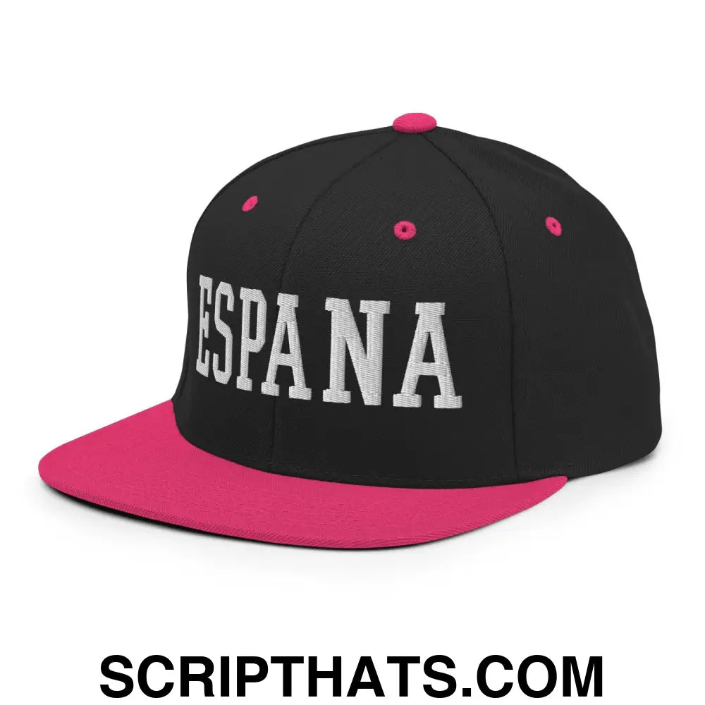 Espana Varsity Letterman Block Snapback Hat Black Neon Pink