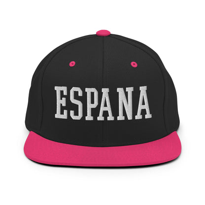 Espana Varsity Letterman Block Snapback Hat Black Neon Pink