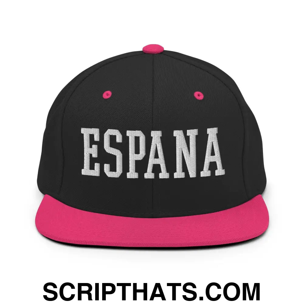 Espana Varsity Letterman Block Snapback Hat Black Neon Pink