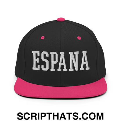 Espana Varsity Letterman Block Snapback Hat Black Neon Pink