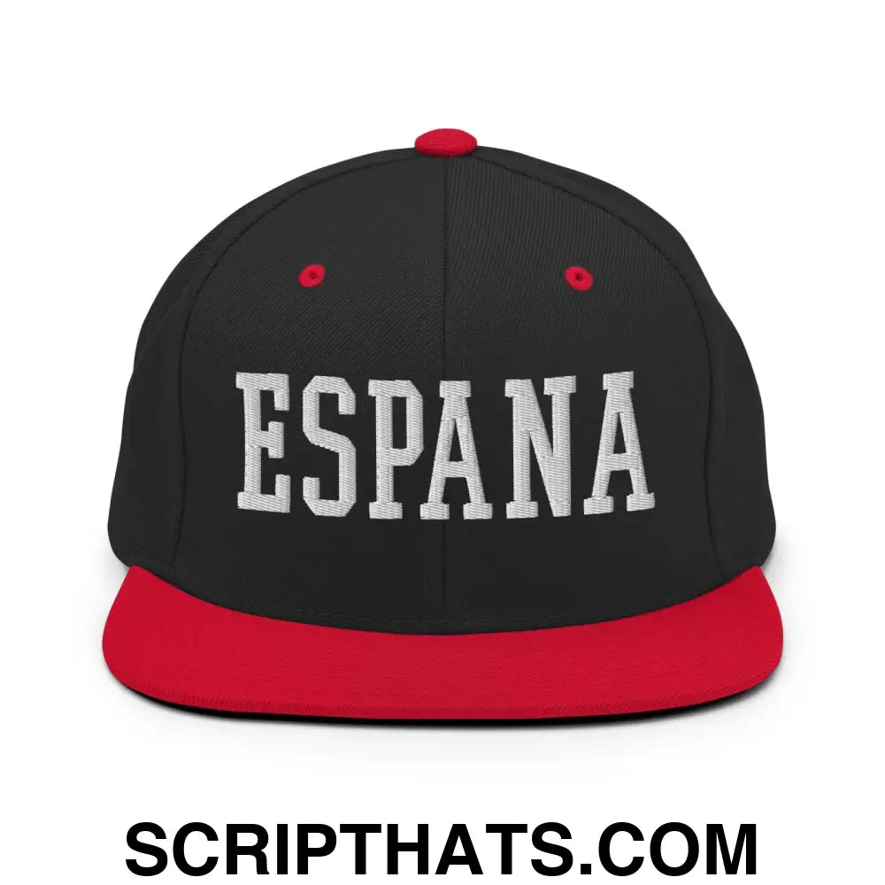 Espana Varsity Letterman Block Snapback Hat Black Red