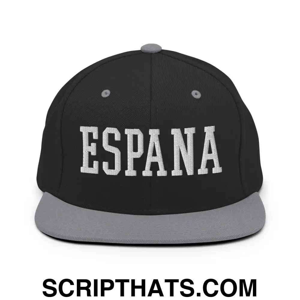 Espana Varsity Letterman Block Snapback Hat Black Silver