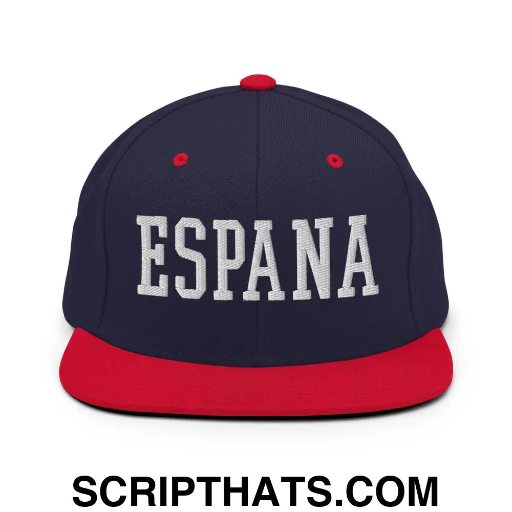 Espana Varsity Letterman Block Snapback Hat Navy Red