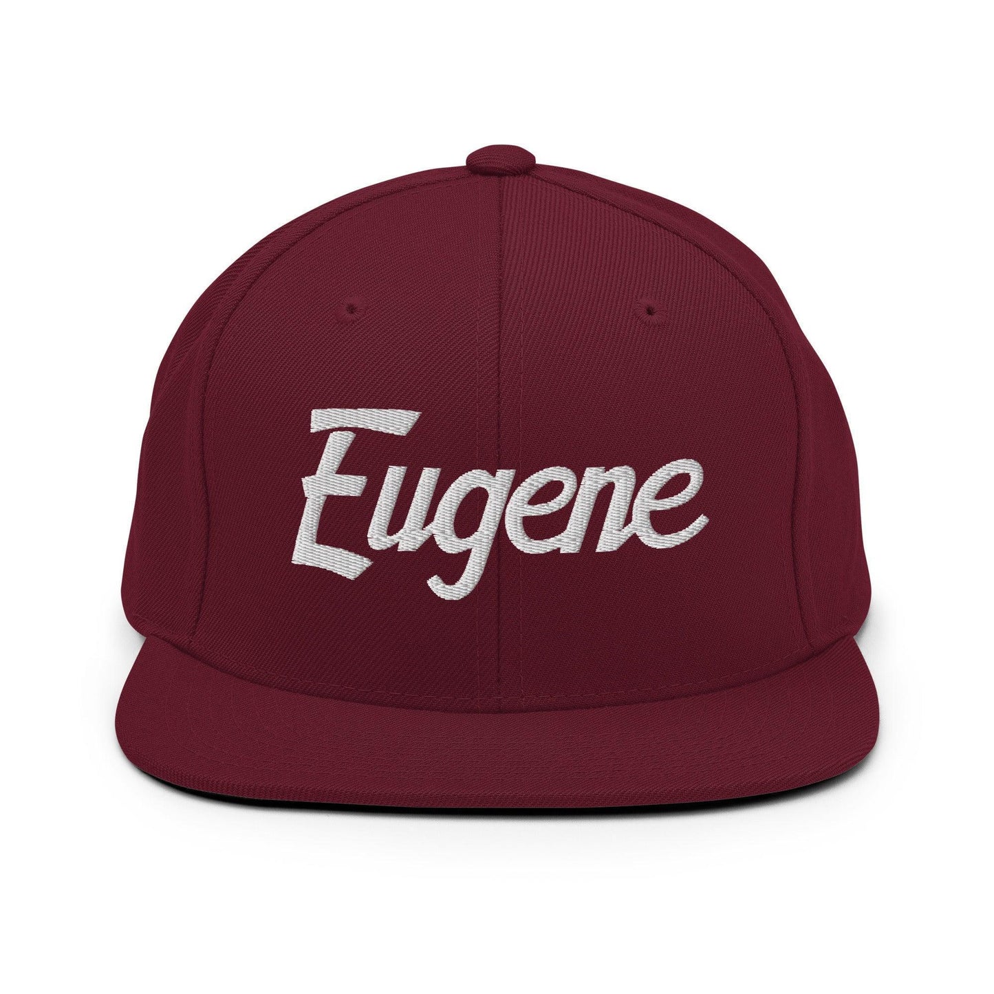Eugene Script Snapback Hat Maroon