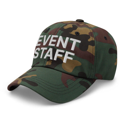 Event Staff Uniform Work Embroidered Dad Hat Green Camo