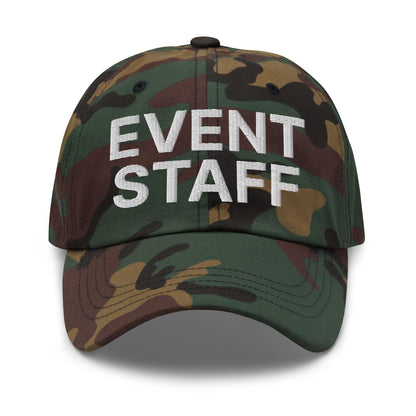 Event Staff Uniform Work Embroidered Dad Hat Green Camo