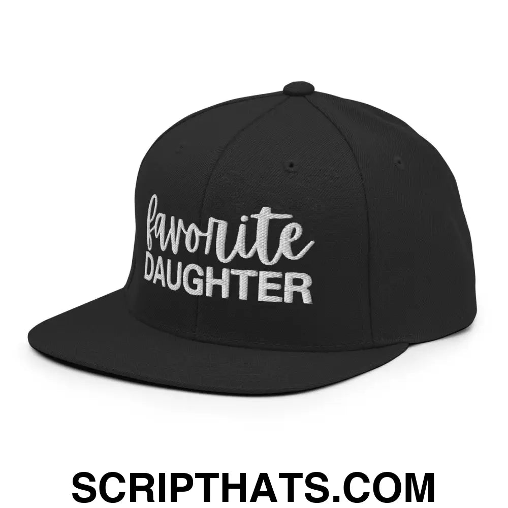 Favorite Daughter Embroidered Flat Bill Brim Snapback Hat Black