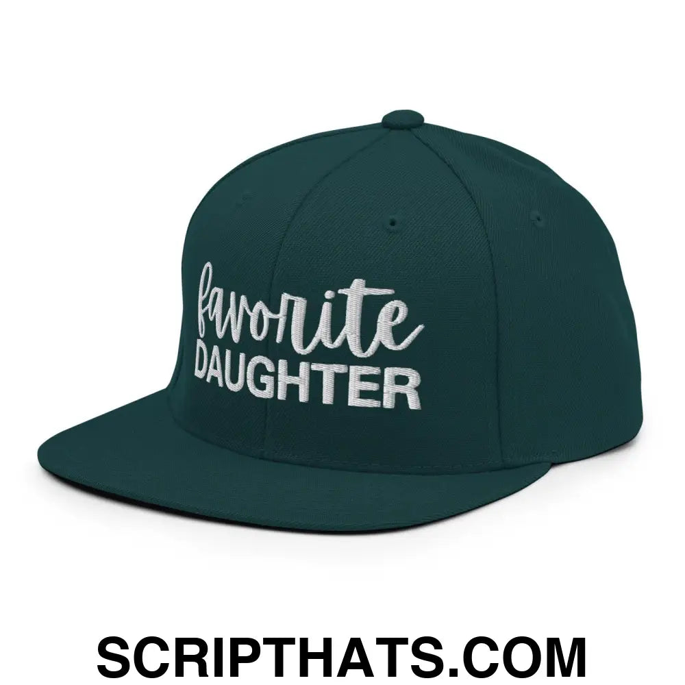 Favorite Daughter Embroidered Flat Bill Brim Snapback Hat Spruce