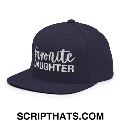 Favorite Daughter Embroidered Flat Bill Brim Snapback Hat Navy