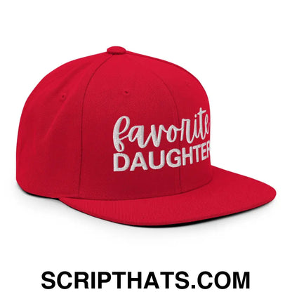 Favorite Daughter Embroidered Flat Bill Brim Snapback Hat Red