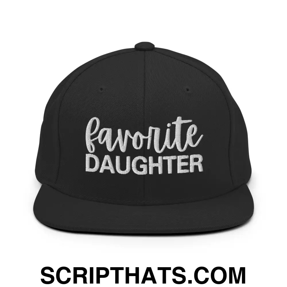 Favorite Daughter Embroidered Flat Bill Brim Snapback Hat Black