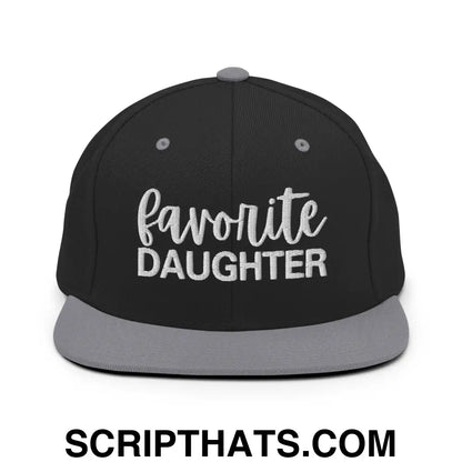 Favorite Daughter Embroidered Flat Bill Brim Snapback Hat Black Silver